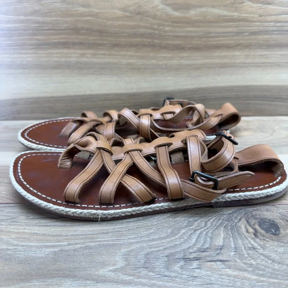 Christian Louboutin Strappy Ankle Strap Sandals 8 EU 38 Tan Leather